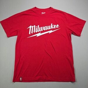 Milwaukee Tool Red Short Sleeve T Shirt Mens Large Logo Graphic Tee